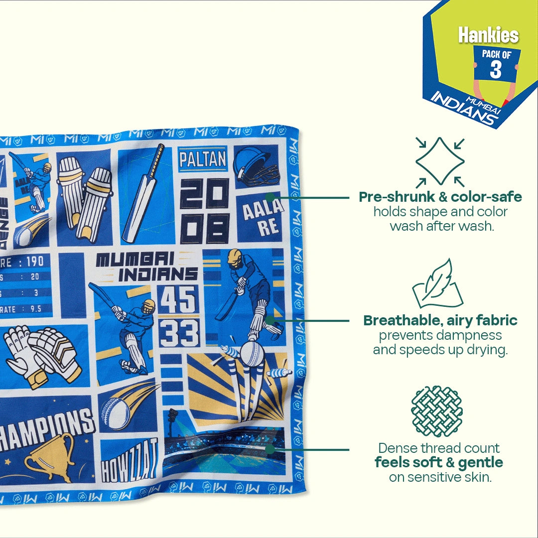 MI Paglu! 100% Organic Cotton, Unisex Hankies, Pack of 3