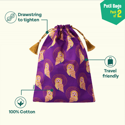 Bird Flu! Unisex Potli Bags, 100% Cotton, Pack of 2