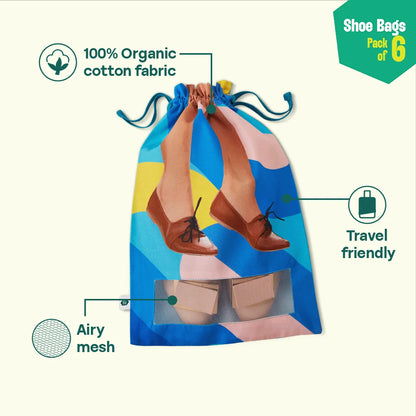 Shoe Bizz! Shoe Bags, 100% Organic Cotton, Pack of 6