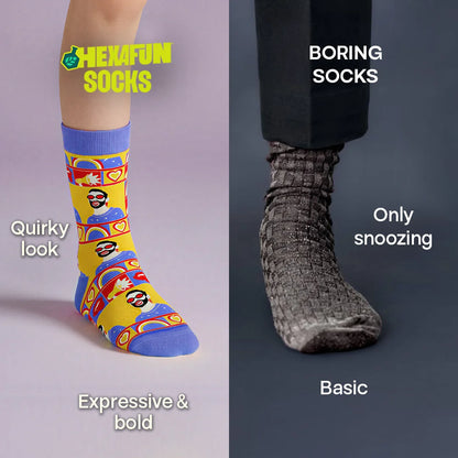 Rainbow Check! Unisex Socks, 100% Organic Cotton, Crew Length, Pack of 2