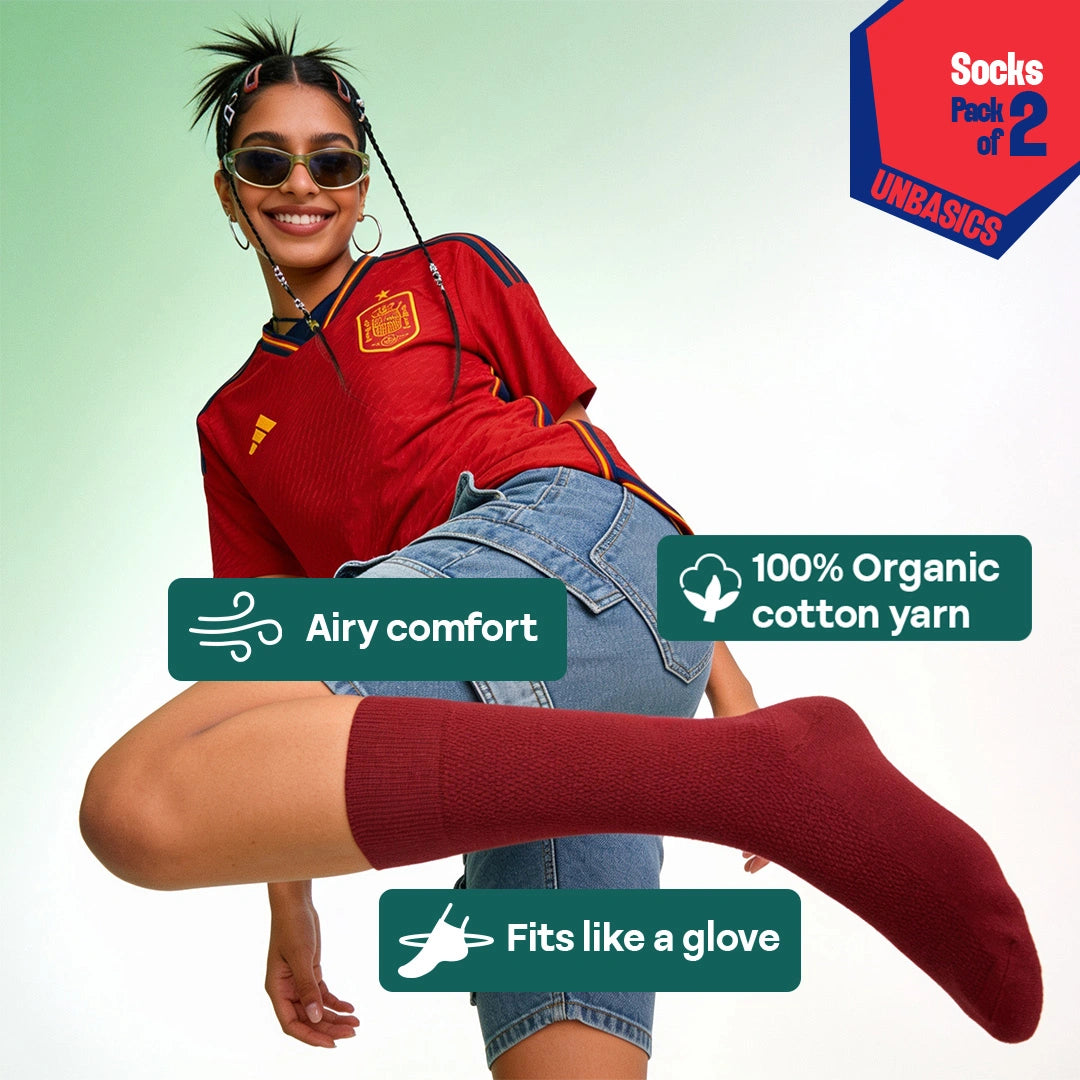 The Red Fury! Unisex Socks, 100% Organic Cotton, Crew Length, Pack of 2