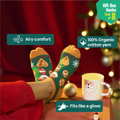 Frostbite! Unisex Ankle Length Socks, 100% Organic Cotton, Gift Box of 8