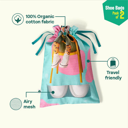 Keep It Casual! Shoe Bags, 100% Organic Cotton, Pack of 2