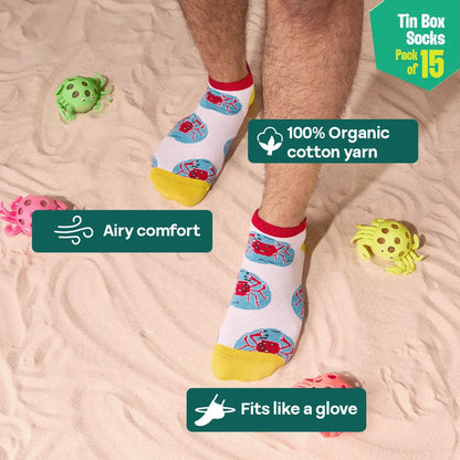 Floral Bloom! Tin Gift Box, Unisex Ankle Length, 100% Bamboo, Box Of 15