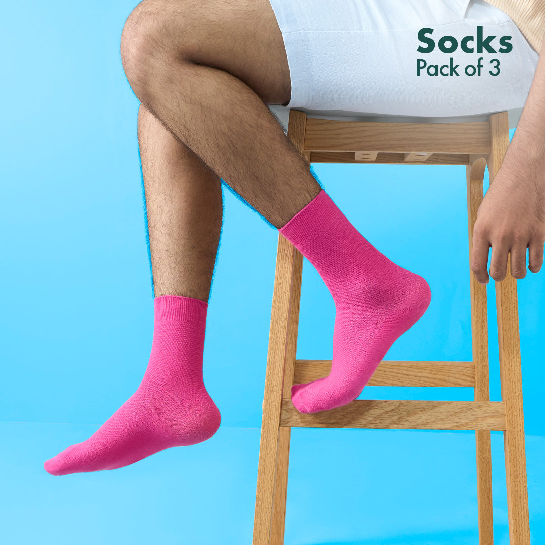 Berry Mix! Unisex Socks, 100% Organic Cotton, Crew Length, Pack of 3