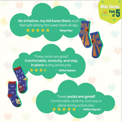 KFC! Kiddo Fun Collection! Unisex Kid's Socks, 100% Bamboo, Crew Length, Pack of 6