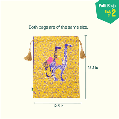 Dune Dashing! Unisex Potli Bags, 100% Cotton, Pack of 2