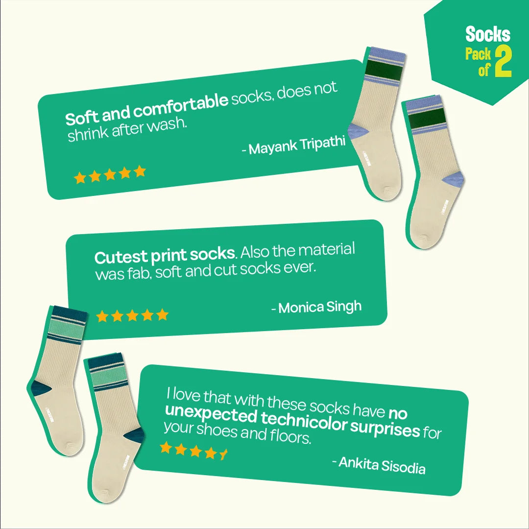 Retro Rush! Unisex Socks, 100% Bamboo, Crew Length, Pack of 2
