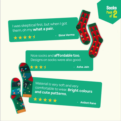 Hot In Red! Unisex Socks, 100% Organic Cotton, Crew Length, Pack of 2