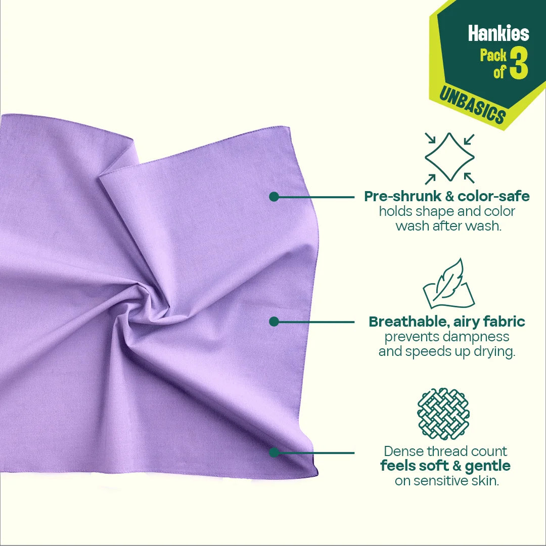 Candy Land! Unisex Hankies, 100% Organic Cotton, Pack of 3