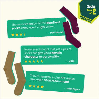 Vivid Fusion! Unisex Socks, 100% Organic Cotton, Crew Length, Pack of 2