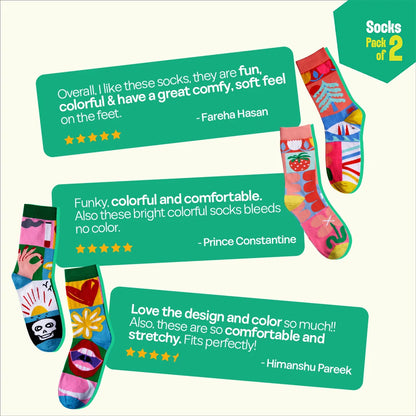 Pop Culture! Unisex Socks, 100% Bamboo, Crew Length, Pack of 2
