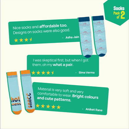 Blue Me Away! Unisex Socks, 100% Organic Cotton, Crew Length, Pack of 2