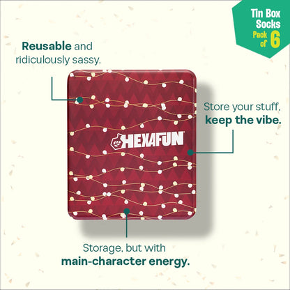 Sparklin' Hot! Tin Gift Box, Unisex Crew Length, 100% Organic Cotton, Box Of 06
