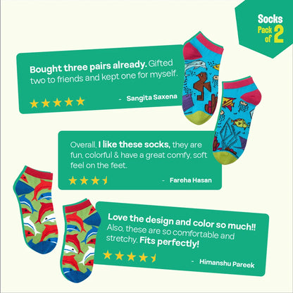 Aqua-world! Unisex Socks, 100% Bamboo, Ankle Length, Pack of 2