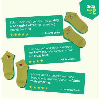 Mood Chart! Unisex Socks, 100% Organic Cotton, High Ankle Length, Pack of 2