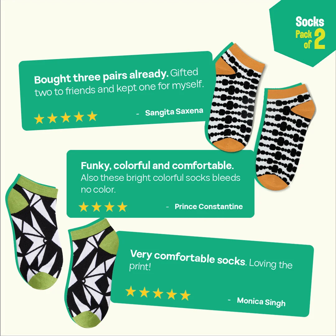 Shape-shift! Unisex Socks, 100% Bamboo, Ankle Length, Pack of 2
