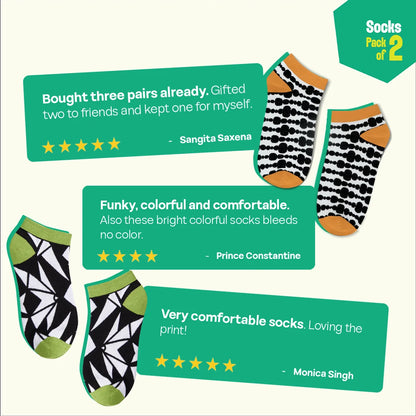 Shape-shift! Unisex Socks, 100% Bamboo, Ankle Length, Pack of 2