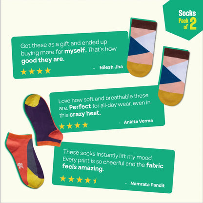 Criss Cross! Unisex Socks, 100% Organic Cotton, Ankle Length, Pack of 2