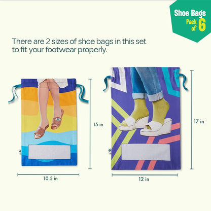 Girly Walks! Shoe Bags, 100% Organic Cotton, Pack of 6