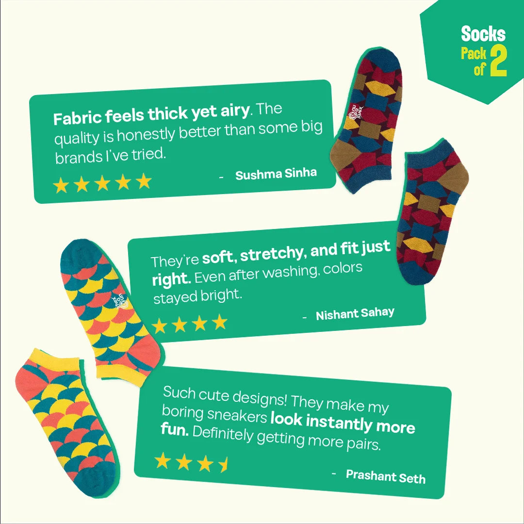 Stripe-otypical! Unisex Socks, 100% Organic Cotton, Ankle Length, Pack of 2