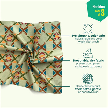 TKO! Tribal Knockout! Unisex Hankies, 100% Organic Cotton, Pack of 3