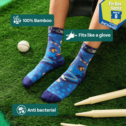 Paltan Cha Ghar! Tin Gift Box, 6 Unisex Crew Length Socks, 100% Bamboo, Box of 6