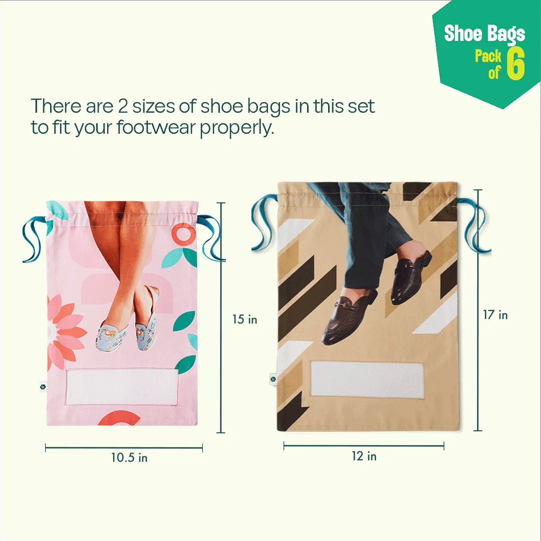 Shoe Bizz! Shoe Bags, 100% Organic Cotton, Pack of 6