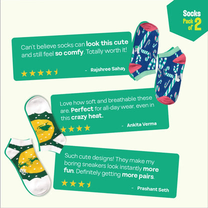 Sprinkling Joy! Unisex Socks, 100% Organic Cotton, Ankle Length, Pack of 2