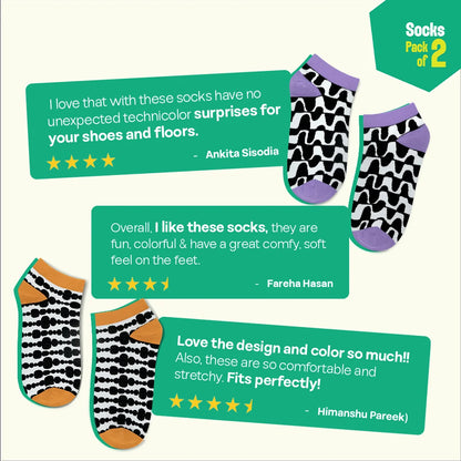 Pattern Play! Unisex Socks, 100% Bamboo, Ankle Length, Pack of 2