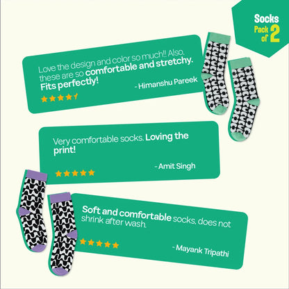 Geo-mazing! Unisex Socks, 100% Bamboo, Crew Length, Pack of 2