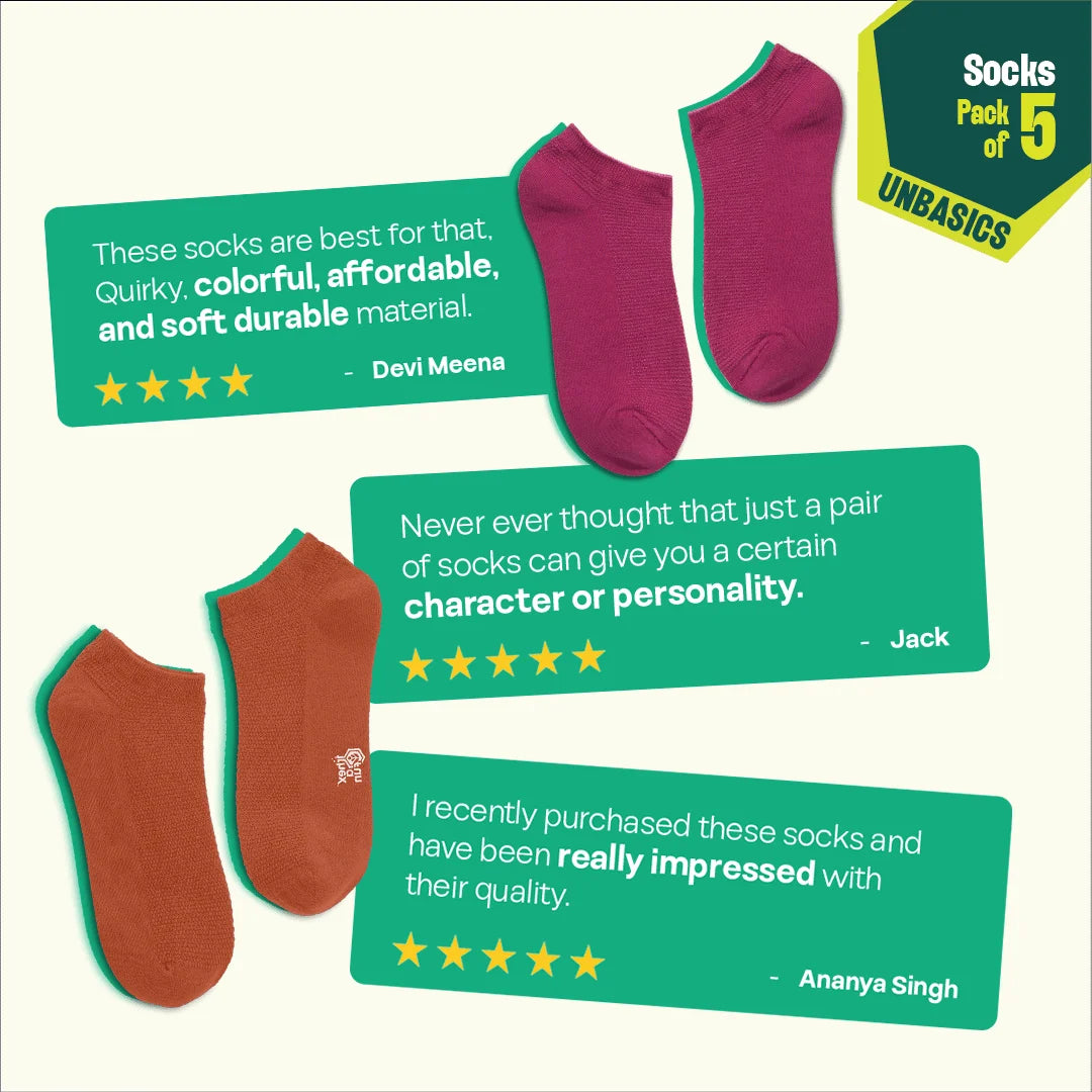 Mysterious! Unisex Socks, 100% Organic Cotton, Ankle Length, Pack of 5