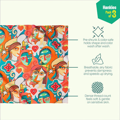 Illusion Trap! Unisex Hankies, 100% Organic Cotton, Pack of 3