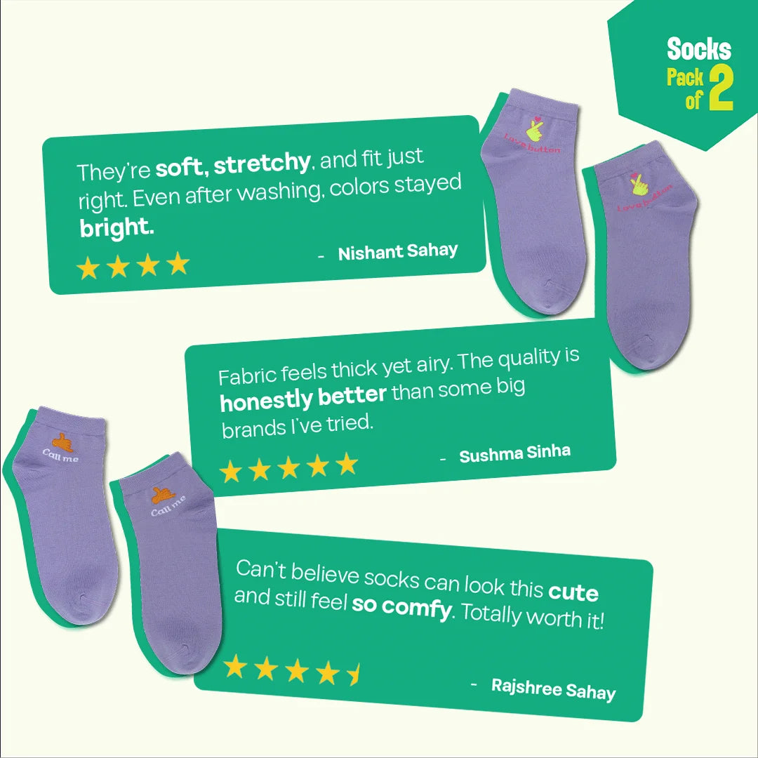 Flirty Vibes! Unisex Socks, 100% Organic Cotton, High Ankle Length, Pack of 2