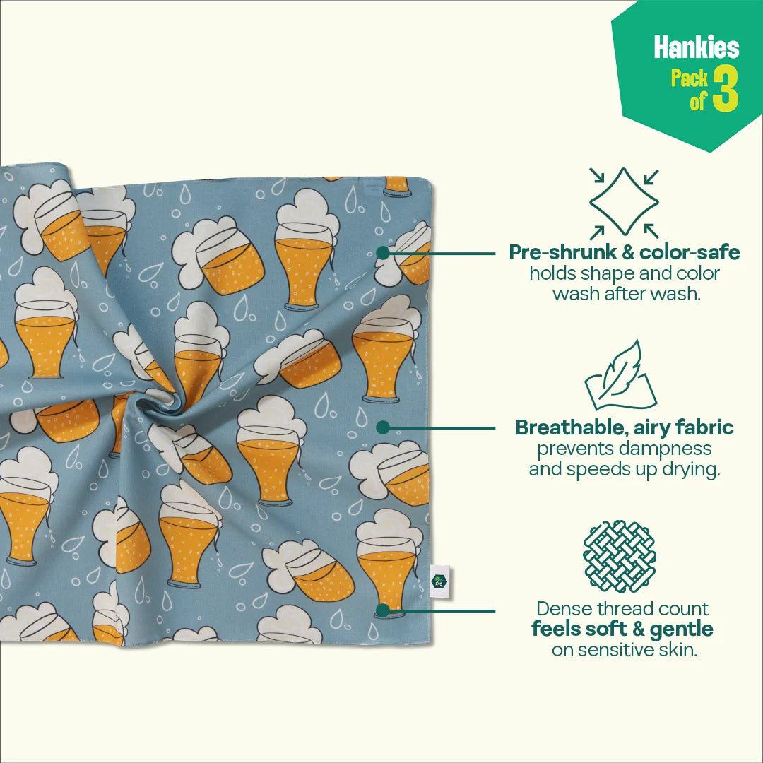 Smoking Hot! Unisex Hankies, 100% Organic Cotton, Pack of 3