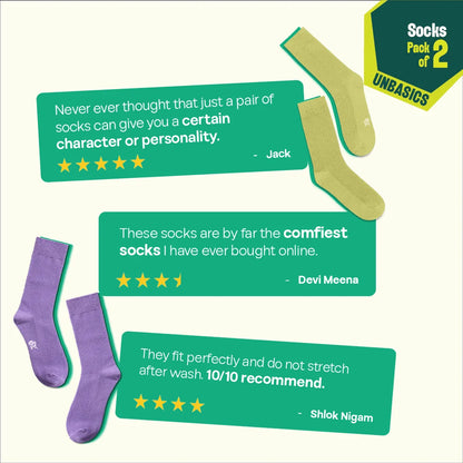 Flying Colors! Unisex Socks, 100% Organic Cotton, Crew Length, Pack of 2