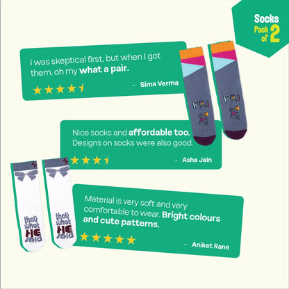 Gray Matters! Unisex Socks, 100% Organic Cotton, Crew Length, Pack of 2