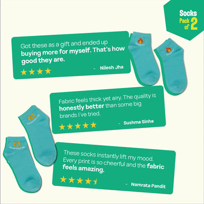 Flirt Alert! Unisex Socks, 100% Organic Cotton, High Ankle Length, Pack of 2