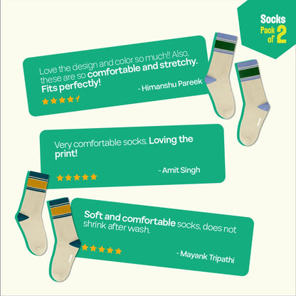 Retro Remix! Unisex Socks, 100% Bamboo, Crew Length, Pack of 2