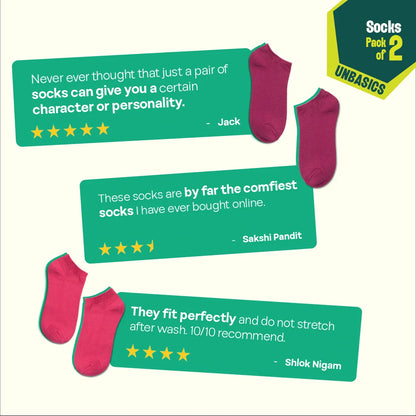 Berry Mix! Unisex Socks, 100% Organic Cotton, Ankle Length, Pack of 2