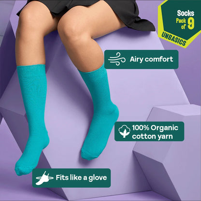 Pastel Spring! Unisex Socks, 100% Organic Cotton, Crew Length, Pack of 9