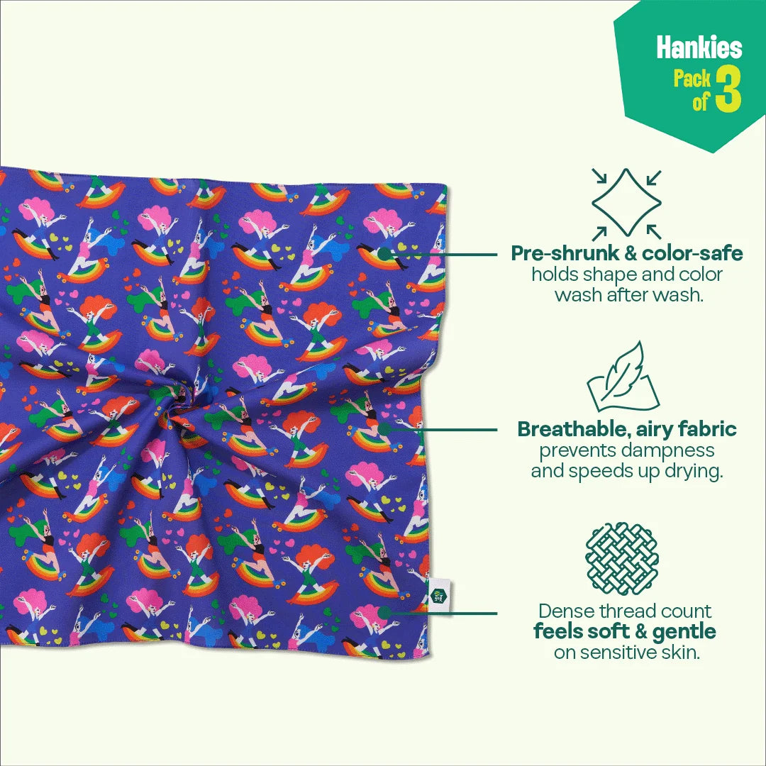 Self Love Club! Unisex Hankies, 100% Organic Cotton, Pack of 3