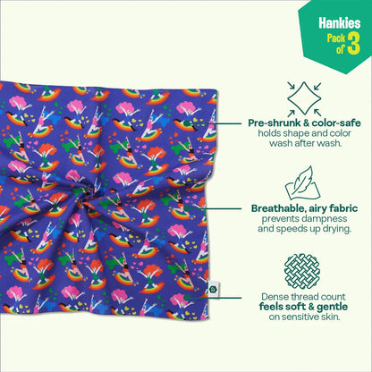 Self Love Club! Unisex Hankies, 100% Organic Cotton, Pack of 3