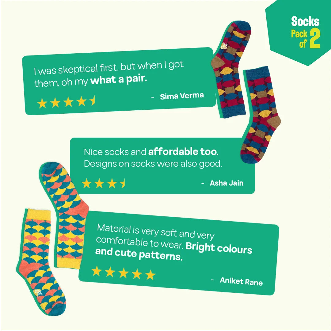 Stripe-otypical! Unisex Socks, 100% Organic Cotton, Crew Length, Pack of 2