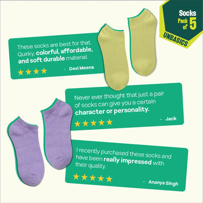 Lazy Maze! Unisex Socks, 100% Organic Cotton, Ankle Length, Pack of 5