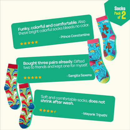 Aqua-world! Unisex Socks, 100% Bamboo, Crew Length, Pack of 2