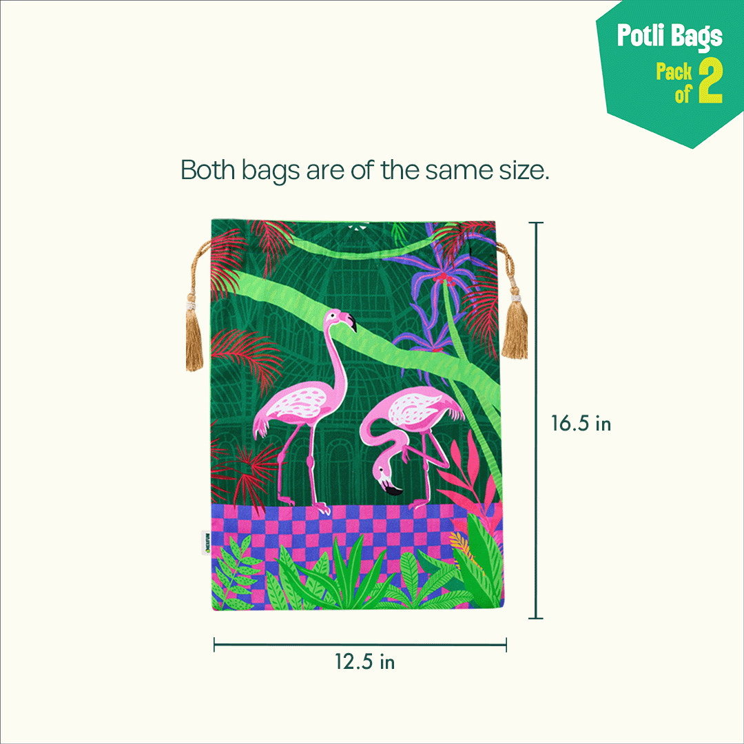 Feather Like! Unisex Potli Bags, 100% Cotton, Pack of 2