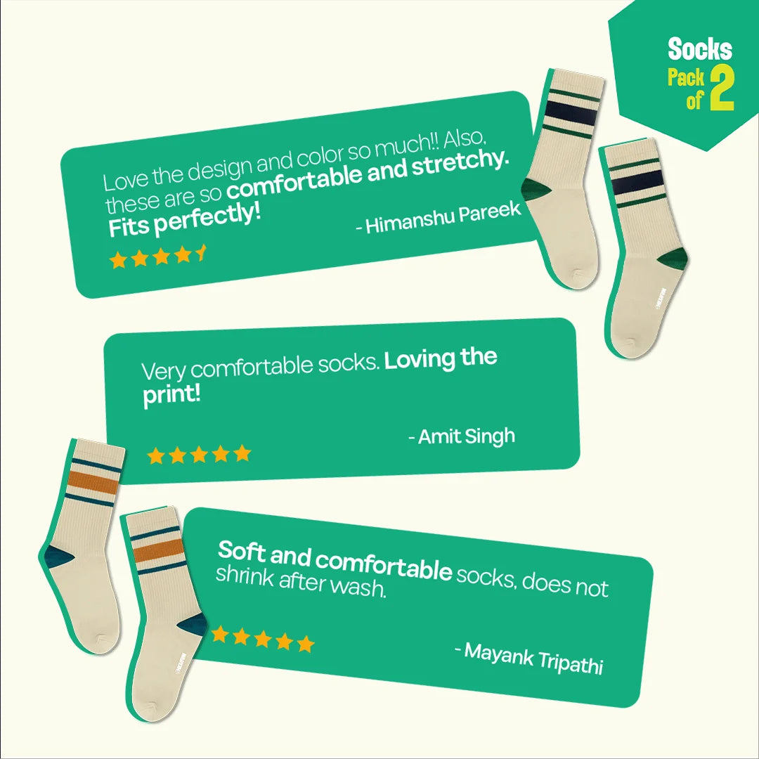 Band-Width! Unisex Socks, 100% Bamboo, Crew Length, Pack of 2