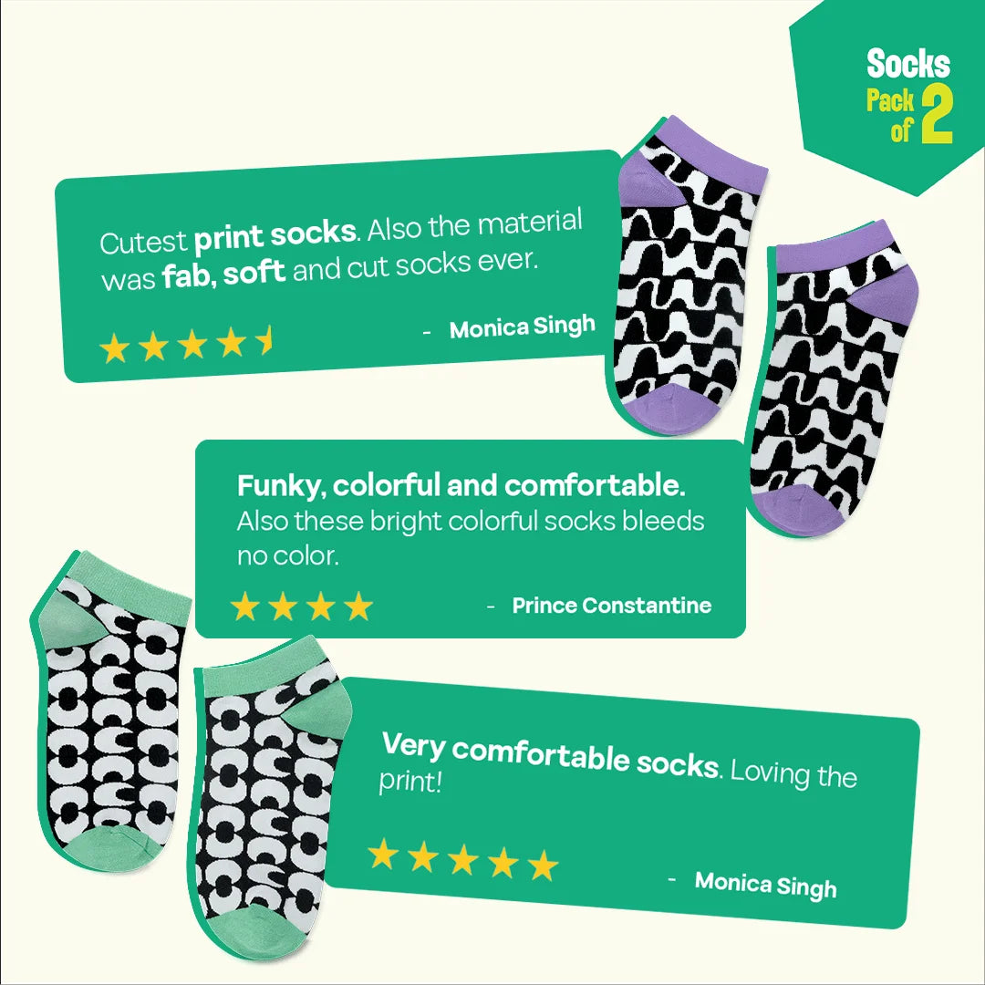 Geo-mazing! Unisex Socks, 100% Bamboo, Ankle Length, Pack of 2