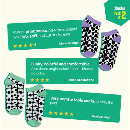 Geo-mazing! Unisex Socks, 100% Bamboo, Ankle Length, Pack of 2